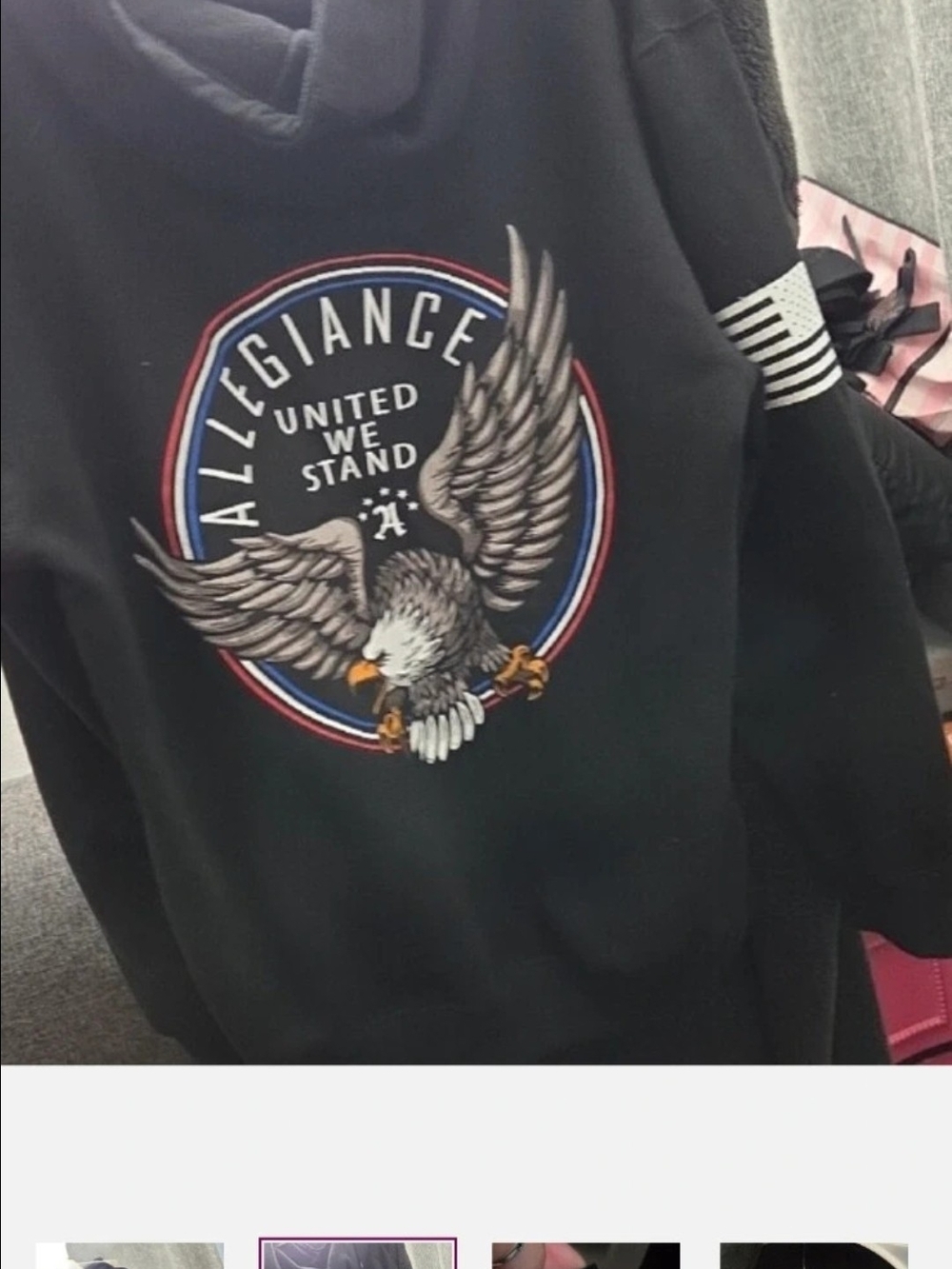 Allegiance United We Stand Black Eagle Graphic Hoodie Sweater